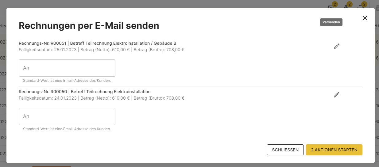 Rechnungen versenden debtory.io